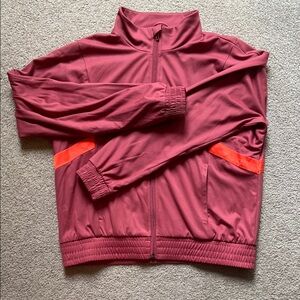 adidas x Zoe Saldana Women's Burgundy Jacket with Orange Accents